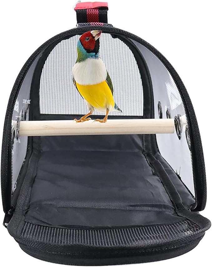 Lightweight Portable Pet Bird Travel Cage, Breathable Bird Carrier Backpack, Parrot Carry Bag with Visible Window Large Space, Shoulder Strap and Standing Perch, for Small Birds