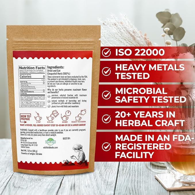 1.8 oz Cinquefoil Herb Dried Five Finger Grass Herb Potentilla Palustris Tea (Comarum Palustre L.) - 50g Sabelnik Herbal Tea
