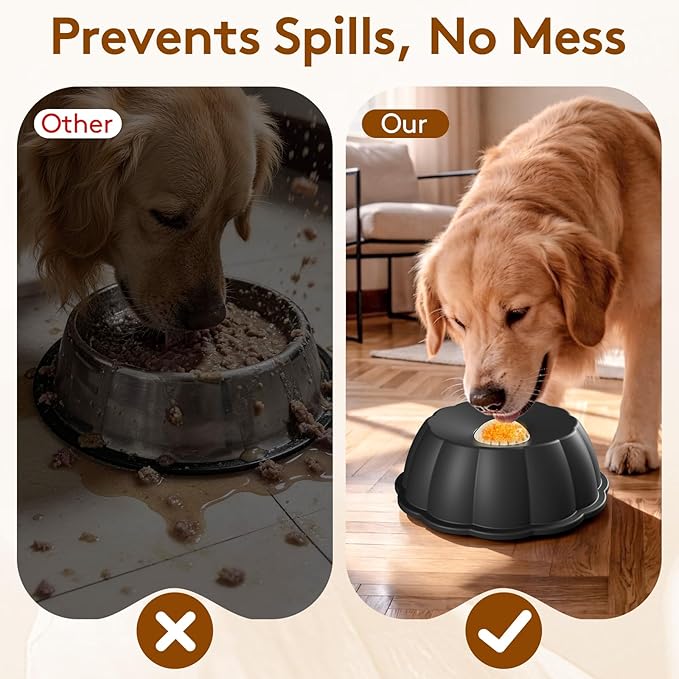 Slow Feeder Dog Bowls for Liquid Treat, Entertained Ball Dog Lick Bowl, Non-Slip Bone Broth Dog Licking Toys, 4/5 Cup Yogurt Dog Slow Feeder Bowl for Dietary Supplement/Post-op Nutrition (Black)