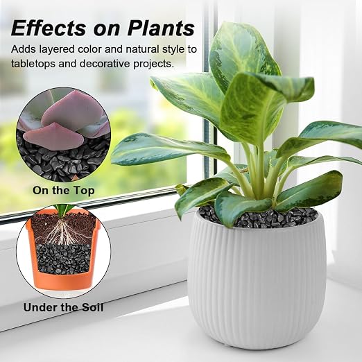 Decorative River Rocks & Landscaping Pebbles for Potted Plants | Smooth Polished Pebbles for DIY Resin Art, Vase Fillers, Aquarium Gravel, and Potted Plants(Black, 1 Pound)