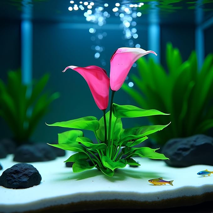 Flower Aquarium Decoration Artificial Aquatic Plant Waterweed Craft Silk Plastic Plants,Artificial Fish Tank Decorations,Used for Household and Office Simulation Hydroponic,Aquarium Plants