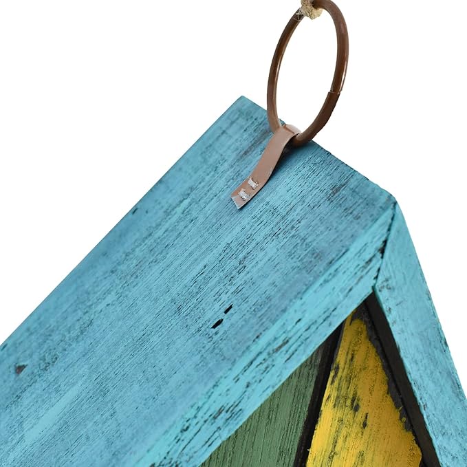 Morning View Bird Houses for Outside Decorative Nest Box Wooden Birdhouse Hanging Spring for Yard Garden Patio Outdoor Small Birds Bluebird Finch Cardinals Wren 9.35 Inch Tall (Green)