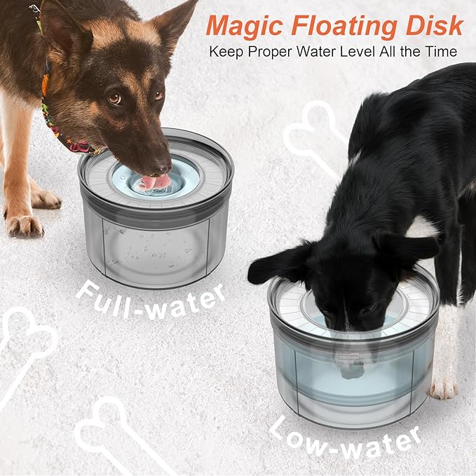 1Gallon No Spill Water Bowl for Dogs, Tritan BPA-Free Spill Proof Water Bowl with Non-Slip Mat, No Splash Slow Drinking Dog Water Bowl for Messy Drinker