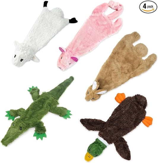 Best Pet Supplies Squeaky Dog Toys with Soft Durable Fabric for Small, Medium and Large Pets Interactive Toy for Indoor Play, Supports Active Biting and Play - Large (Hare, Sheep, Cow, Pig, Penguin)