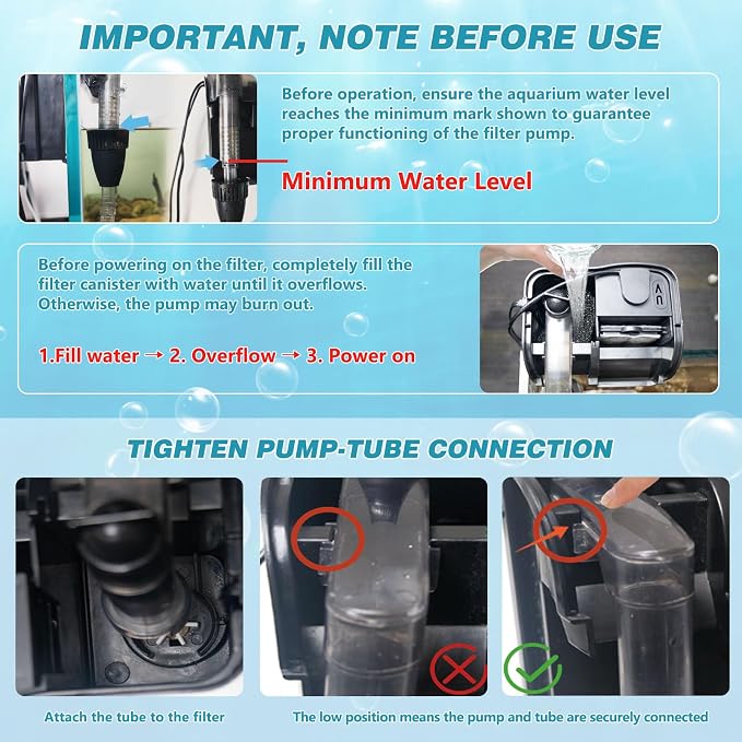 Hang on Back Aquarium Filter w/ U-V Light 158GPH for 10-40 Gallon Fish Tank | Detachable U-V &Pump,Surface Skimmer,4-Stage Deodorization Saltwater Freshwater Crystal Clear Suspension Oxygen Green Killing