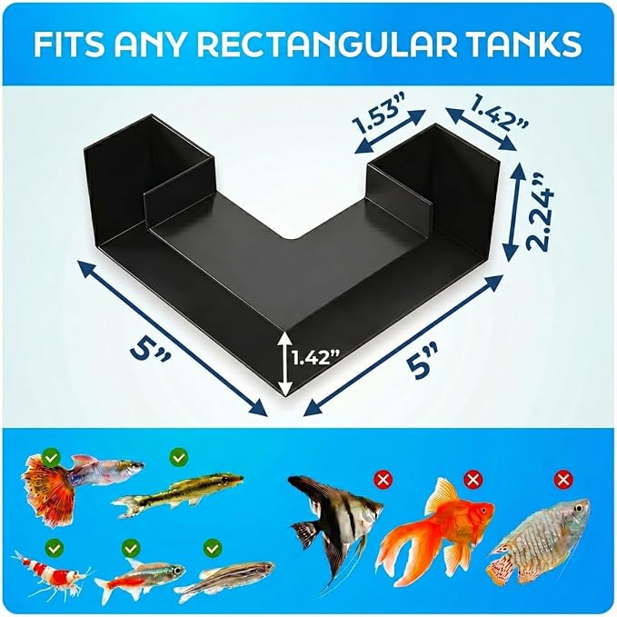 Aquarium Underground Tunnel 5", Dual-Entrance Fish Tank Cave & Aquarium Cave with Clear Viewing Window, ABS Shrimp Hideout, Substrate Buried Decor for Betta, Loaches, Corydoras, Black