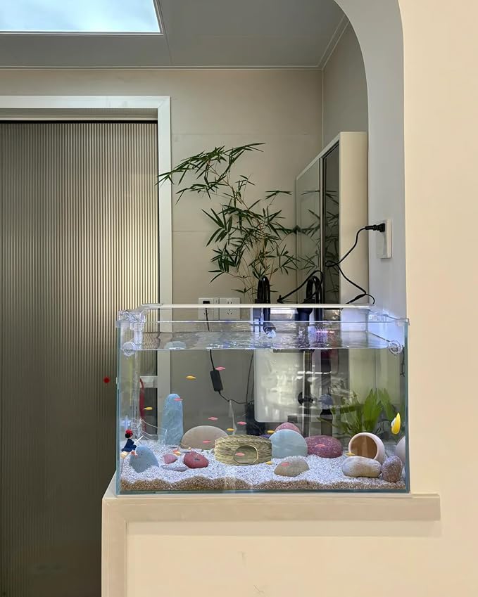 Ceramic Aquarium Decor Green Tall Cactus Betta Fish Tank Cave | Smooth-Surface Safe for Fish Hiding & Breeding, Easy-Clean, No Assembly, for Play & Rest,Fits 3.5-5 Gallon Fish Tanks