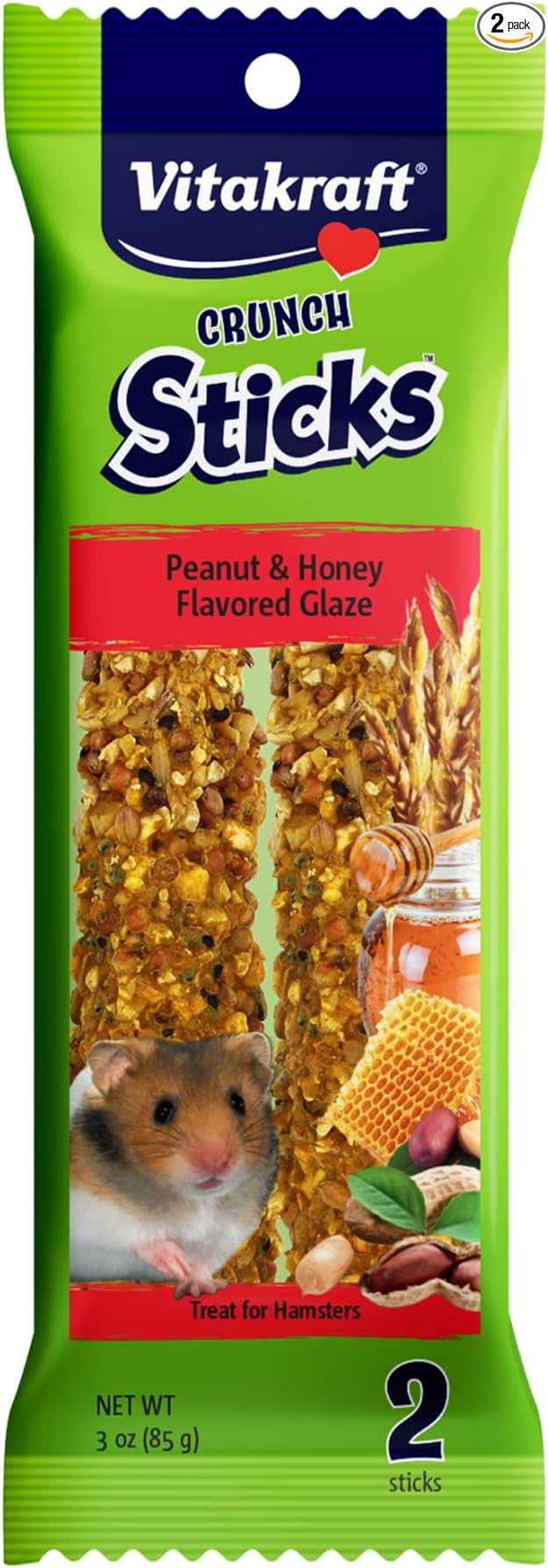 Vitakraft Crunch Sticks Hamster Treat - Peanut and Honey - Hamster Chew Sticks