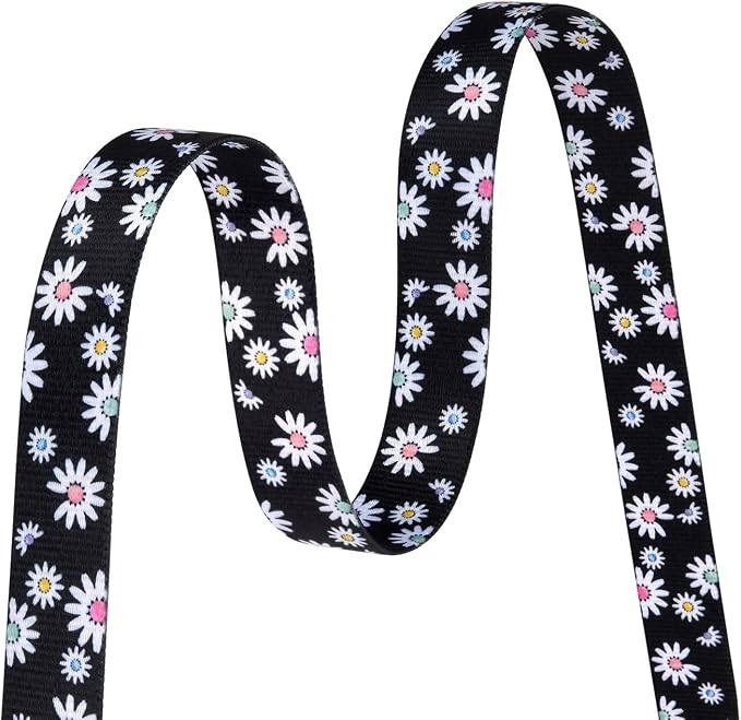 MarukoPet Dog Collar, Adjustable for Small Medium Large Dogs Puppy, Cute Design with Bohemia Floral Tribal Geometric Patterns Boys Girls Dog Collar(Black Daisy-XS)