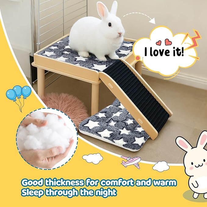 2 Pack Bunny Bed - 10 x 13 Inch Rabbit Pee Pads Bedding - Washable and Thickness Upgrade (Gray & Pink,M)