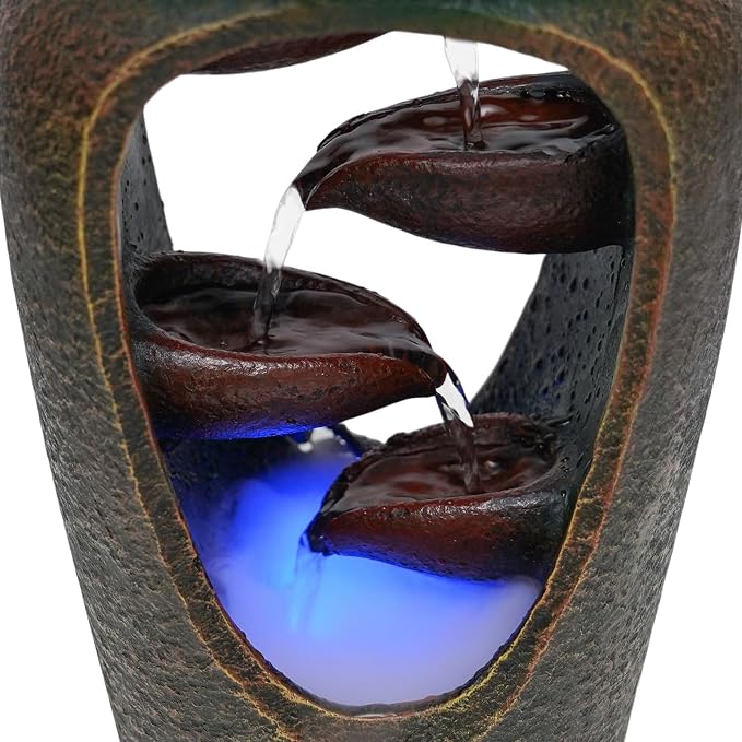 Indoor Fountain Rockery Tabletop Fountain with an Atomizer Elaxation Water Feature Meditation Desktop Fountains for Home Office Decor or Giving 11.8' x 6.3'' x 20'' with LED Light
