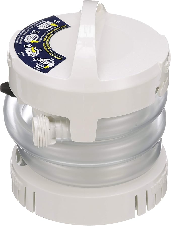 Attwood WaterBuster Portable Submersible Pump, Battery Operated Cordless 200 GPH Utility Water Removal Pump, For Pool Covers, Kayaks & Inflatables, 4140-4