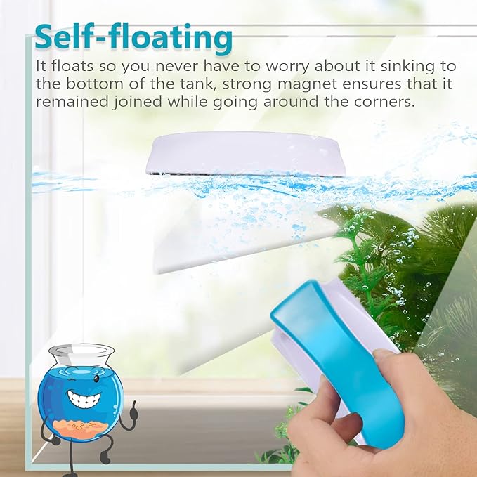 Magnetic Aquarium Fish Tank Glass Algae scrapers Glass Cleaner Scrubber Clean Brush [Floating,Scratch-Free,Non-Slip,magnetizing] XL