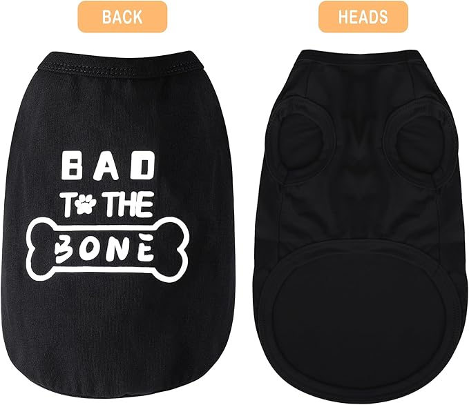 Discover Cozy Cotton Canine Wear: Soft, Lightweight, and Breathable Dog Shirt Vest with Eye-Catching Graphics(Bad to the Bone), Keeping Your Furry Friend Warm and Comfy! Black L