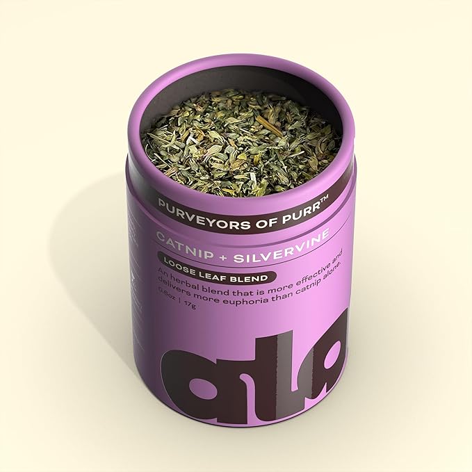 Aloof Premium Catnip for Cats with Silvervine - Strong Dried Catnip Leaves, Loose Leaf Catnip Blend, Natural Cat Attractant and Treat, .6oz