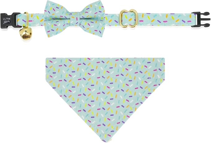 Ultra Joys Breakaway Cat Collar with Bells - Boy & Girl Kitten Collars - Bandana and Bowtie Large