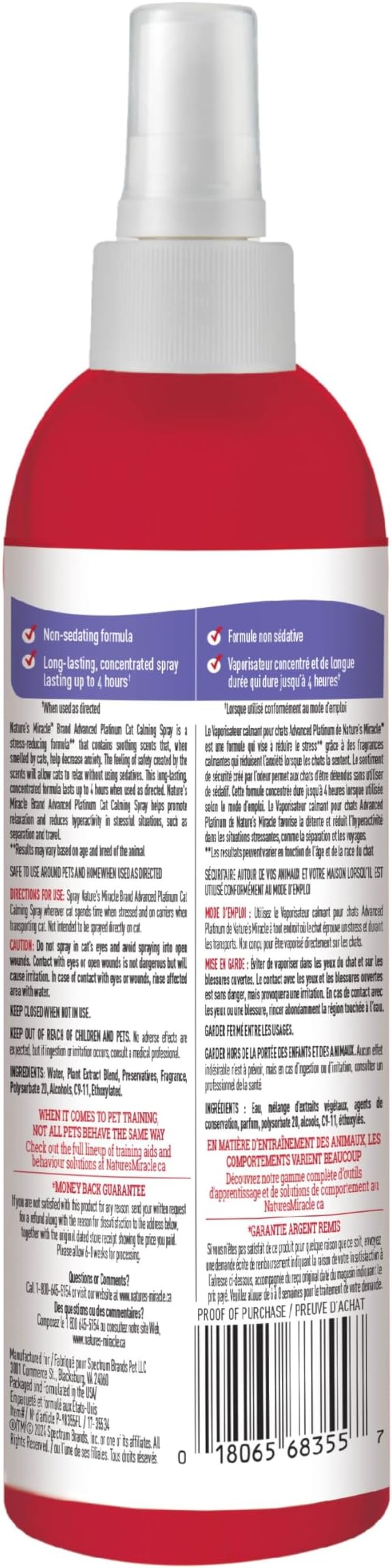 Nature’s Miracle Cat Calming Spray, 8 Ounces, Stress-Reducing Formula for Cats