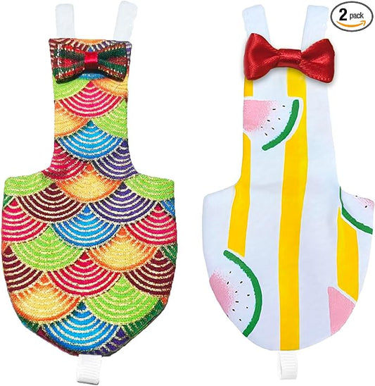 UKJENT Bird Diaper Protective Parrot Nappy - 2 Pack, Reusable Flight Suit with Waterproof Inner Layer, Washable Cute Urine Wet Suit for Parakeet Cockatiel Mini Macaw Budgie Canary(M)