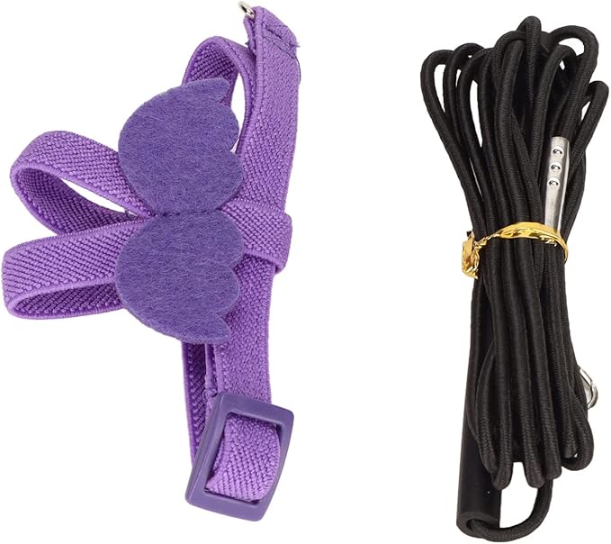 Bird Harness and Leash Adjustable Bite Traction Rope for Training or Outdoor Walks Bird Accessories (Purple)