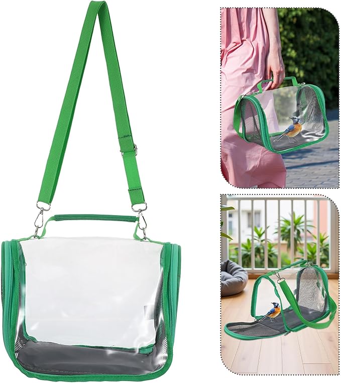 Levemolo Small Portable Bird Cage Carrier for Travel – Lightweight Plastic Parrot and Budgie Travel Cage Bag, Compact Green Pet Bird Carrier for Outdoor Trips and Vacations