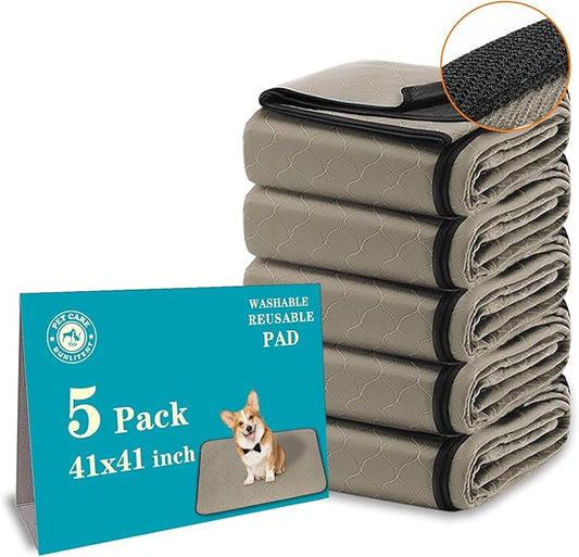 Bunlitent Washable Pee Pads for Dogs 41" x 41", 5 Pack, Reusable Puppy Pee Pads Washable, Dog Training Pads with Quick Dry, Large Anti-Slip Whelping Pad for Pet, Playpen, Incontinence, Housebreaking