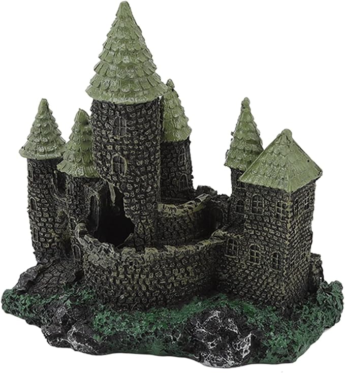 Fish Tank Castle Aquarium Decoration, Resin Retro Simulation Castle Cave Hideout Aquarium Decoration Fish Tank Accessories