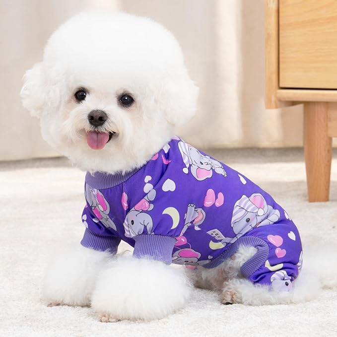 XPUDAC 4 Pieces Dog Pajamas Soft Strechy Puppy Onesies Pet Clothes for Small Medium Dogs Boy Girl Cat Pet Outfit, 153-2XL