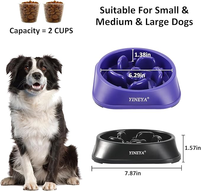 YINEYA 2PCS Slow Feeder Dog Bowls, Pet Supplies That Slow Down Eating, Pet Food Bowls, Maze Dog Puzzle Feeder for Medium Breed