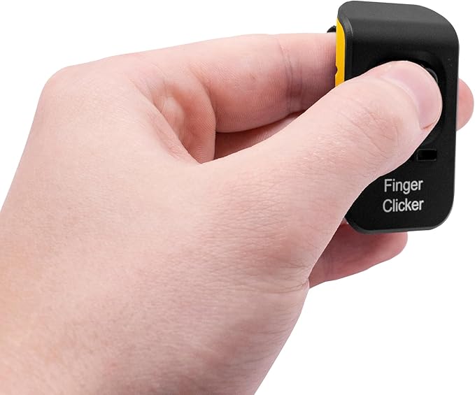 Educator Dog Training Finger Clicker Audible Positive Reinforcement Trainer – Manual Clicker with 4 Adjustable Sound Levels & Velcro Finger Strap – Portable Pet Obedience Training Tool, Yellow