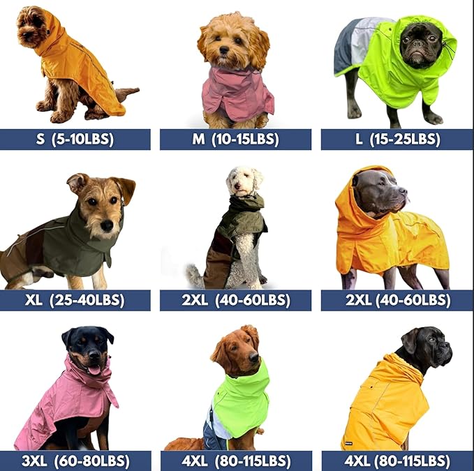 Spark Paws Dog Raincoat, Waterproof Windproof Rain Jacket, for Small Medium Large Extra Large Dogs, Reflective Breathable Full-Body Coverage Dry Suit - Sea Pink, 3XL