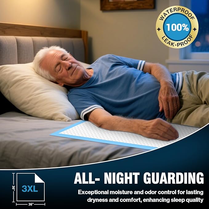 AAY Disposable Bed Pads 36" x 36" (100 Count) , Extra Large Heavy Duty Incontinence Underpads, Super Absorbent 3XL Chucks Pee Pads for Adults, Kids, Pets, Puppy Training