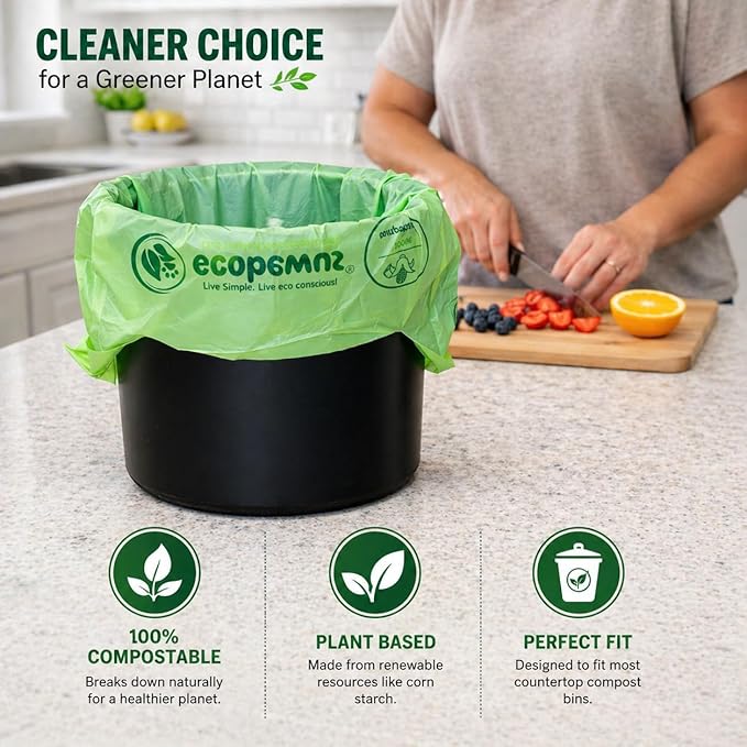100% Compostable Pet Waste Disposal Bag (140 ct.) Plant-Based Biodegradable Cat Litter Poop Waste Pick-Up Bags with Handles Dog poop Bags Disposable Compost Food Scrap Liners (140 ct.)