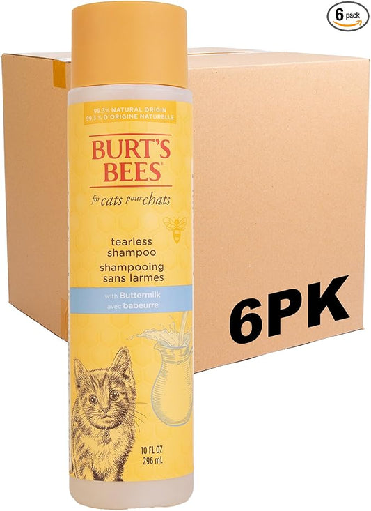 Burt's Bees for Pets Tearless Kitten Shampoo with Buttermilk and Honey, 99% Natural Origin Gentle Cat Shampoo for Sensitive and Itchy Skin, pH Balanced and Fragrance-Free, 10 Fl Oz - 6 Pack