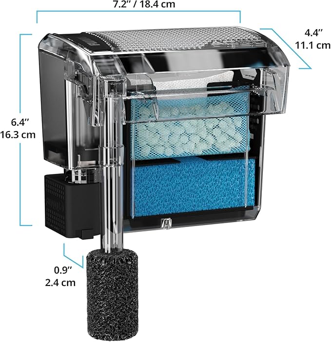 Fluval 50 Power Filter – Aquarium Filter for 20 to 50 Gallon Fish Tanks – Quiet Energy Efficient Pump – Mechanical, Chemical & Biological Filtration – Easy Install & Maintenance (Packaging May Vary)