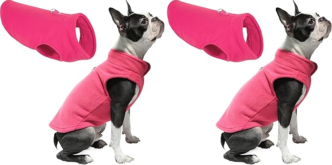 Gooby Fleece Vest Dog Sweater - Pink, X-Small - Warm Pullover Fleece Dog Jacket with O-Ring Leash - Winter Small Dog Sweater Coat - Cold Weather Dog Clothes for Small Dogs Boy or Girl (Pack of 2)