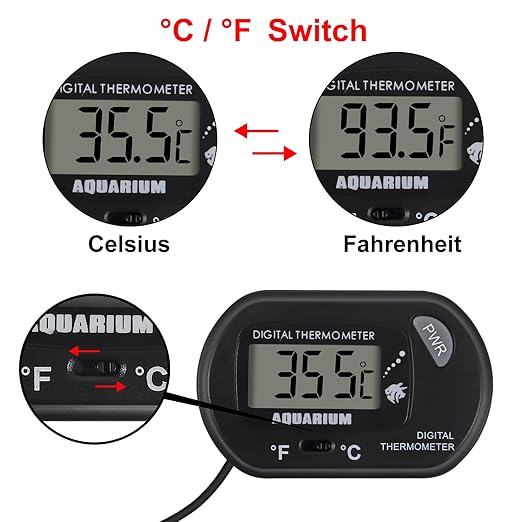 4Pack Aquarium Thermometer, Reptile Fish Tank Thermometer, Digital Thermometer, Terrarium Water Temperature Test, with Large LCD Display