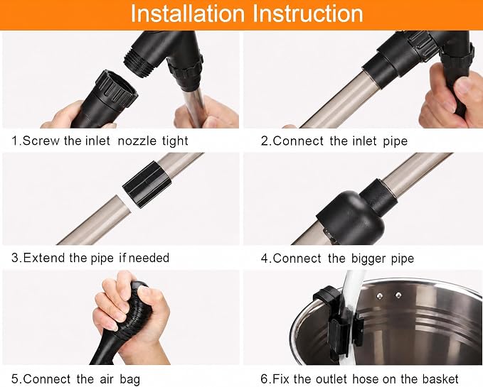 Aquarium Siphon, Fish Tank Vacuum Cleaner Water Changer Tool for Water Change and Debris Removal