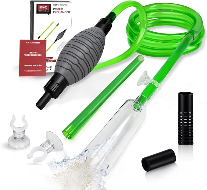 boxtech Fish Tank Water Change,Aquarium Gravel Vacuum Siphon | Powerful Siphoning Action,2-in-1 Functionality,Hands-Free Squeeze Start for Aquarium Water Filter