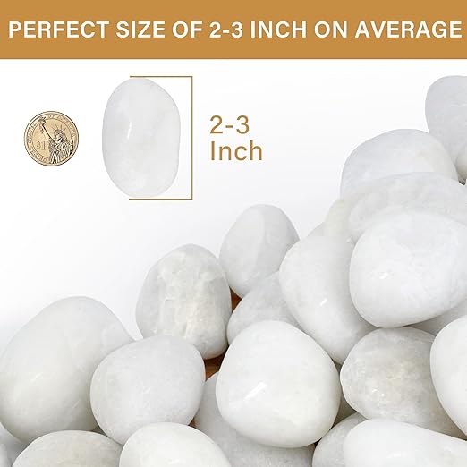 NUPICK 3lb White River Rocks for Plants Indoor, 2-3Inch White Pebbles for Vases Fillers, Decorative Gravel for Fish Tank, Natural Polished Stones for Succulent, Bonsai, Landscaping, Bird Baths