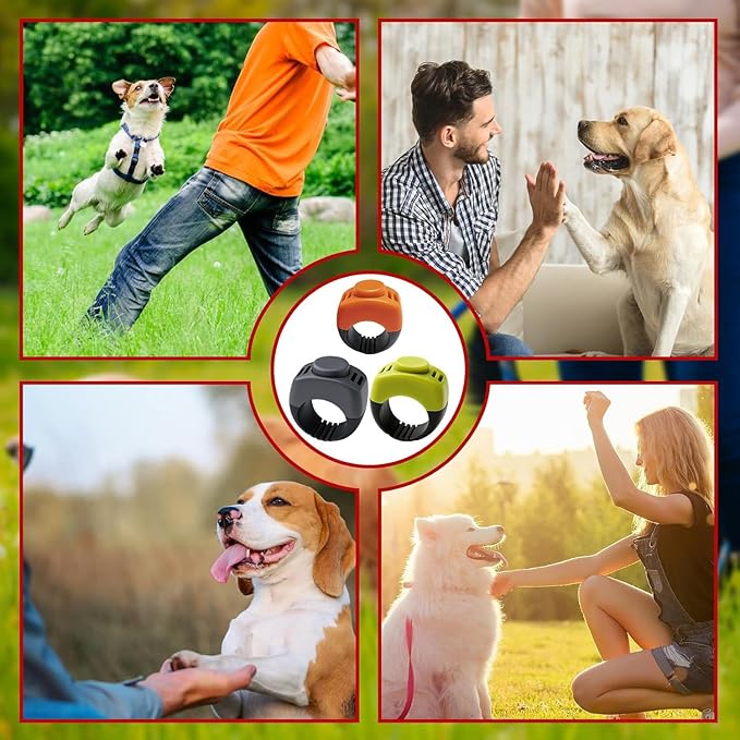 The Set of Easy Clicking Finger Ring Dog Training Clicker for Dogs Cats Horses traing Allowing Effective Versatile Training (3pcs Grey+Green+Orange)