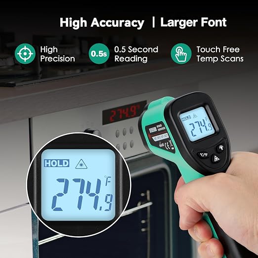 OnniOne Digital Laser Thermometer Temperature Gun for Aquarium Fish Tank | -58℉~1022℉ Infrared IR Thermometer for Gecko Spider Lizard Reptile Thermometer, Forest Terrarium Accessories Gift