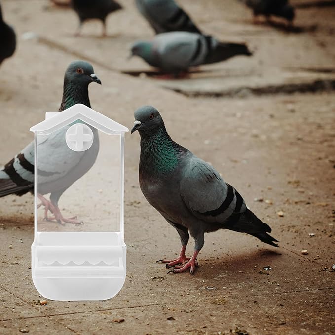 MERRYHAPY No Mess Automatic Bird Feeder with Large Capacity Plastic Parrot Food Dispenser for Outdoor Use, Window Mount Pigeon Feeder Suitable for Wild Birds and Pet Parrots