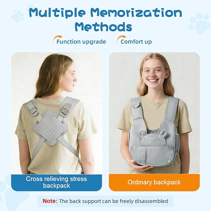 Carry Small Dogs and Cats for Versatile Pocket Portable Pet Front Backpack ，Reducing Back Pain, for outings,Travel, cat Sling Carrier,Grey