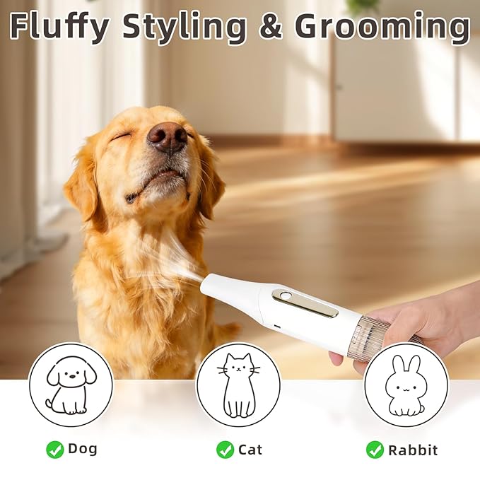 Vacuum Grooming Brush for Dog,4-In-1 Slicker Brush Kit for Shedding, Undercoat Deshedding Tool,Loose Hair Remover for Dog & Cat, Portable Pet Grooming Vacuum (pink)