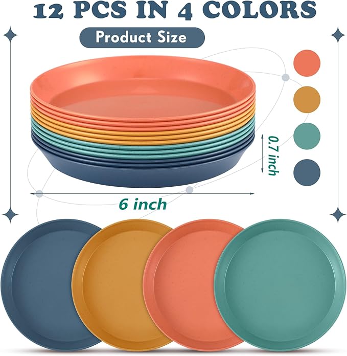 Gerrii 12 Pieces Beard Fatigue Relief Cat Bowl 6 Inch Round Shallow Cat Food Dish Wet Feeding Bowls Wide and Small Pet Dish for Kittens and Short Legged Kitten, Wheat Straw(Vintage Colors,Classic)