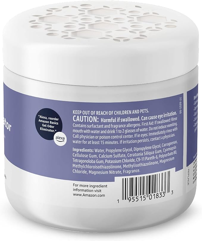 Amazon Basics Gel Odor Eliminator, Activated Charcoal, Lavender Scent, 17 Oz, 1-Pack