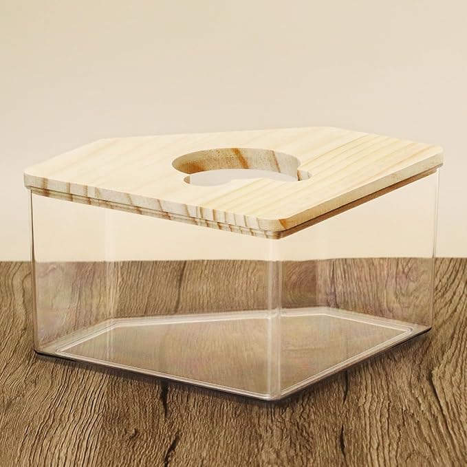 QWORK Animal Sand-Bath Box, Acrylic Sand Bath Shower Room & Digging Sand Container for Hamsters Mice