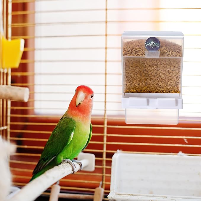 GlikCeil 12 Pcs No Mess Bird Feeder Automatic Bird Feeder for Cage Bulk Parrot Seed Food Container Cage Accessories for Small Medium Parakeet Canary Cockatoo Cockatiel Finch