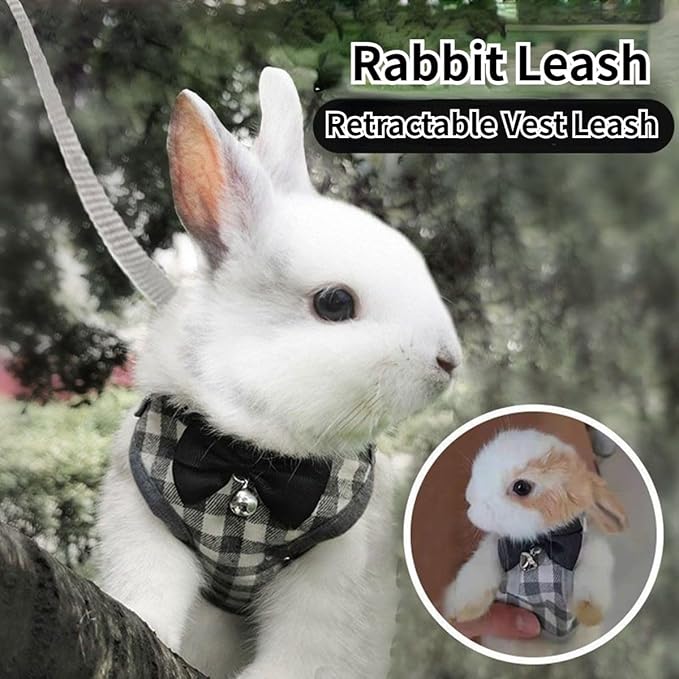 Pet Harness,Rabbit Harness and Leash Set, Cute Mesh Breathable Pet Vest Outdoor Camping Hiking Training, Bunny Jacket for Small Kitten, Puppy, Small Animal (Purple,S)