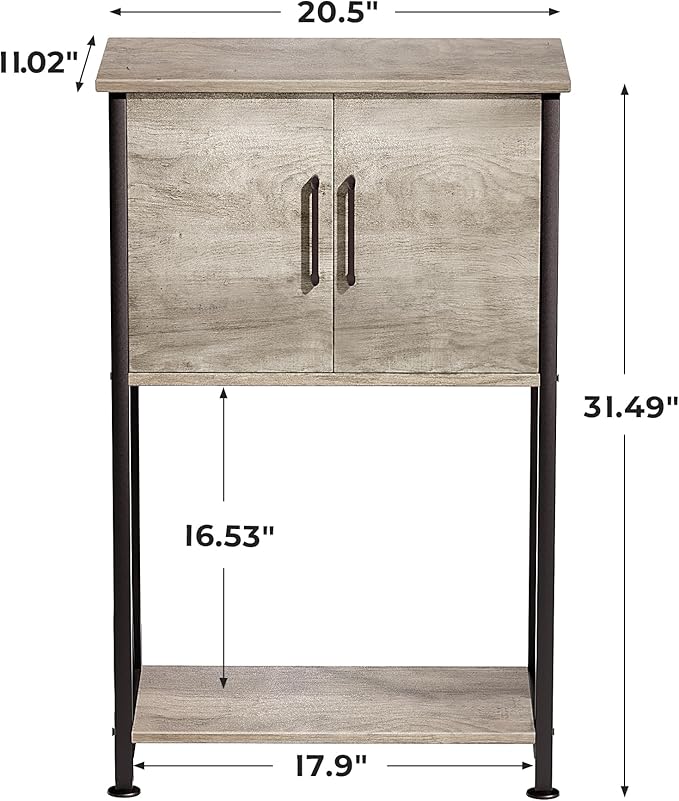 Herture 5-10 Gallon Fish Tank Stand, Metal Double Aquarium Stand with Cabinet for Fish Tank Accessories Storage, Heavy Duty 20.5" L* 11.02" W Tabletop, 500LBS Capacity Grey PG06YGZ
